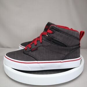 Vans Atwood High Top Shoes Womens Size 6 Youth 4.5 Gray Red Lace Up Sneakers